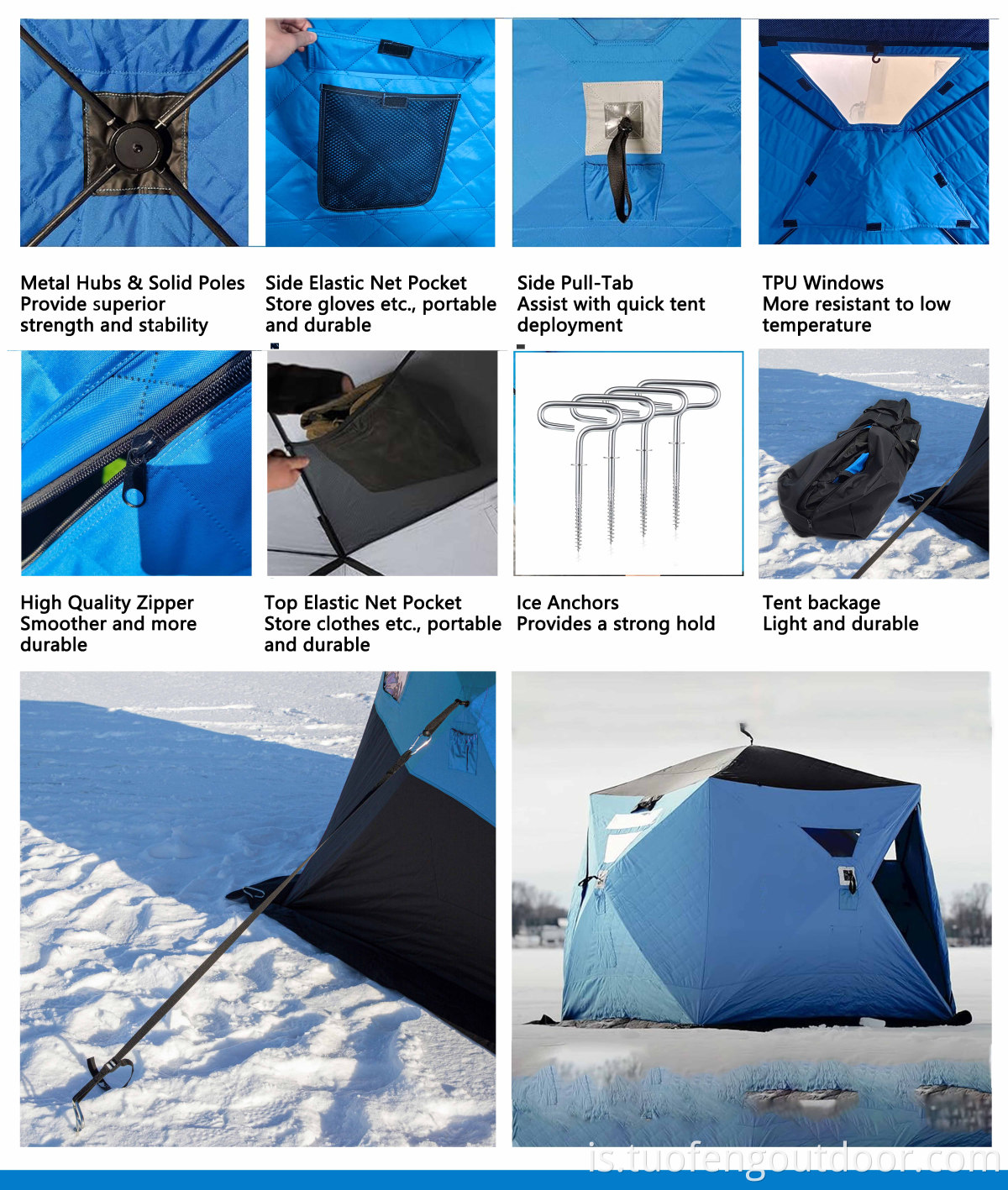 Upplýsingar um ís veiði 8 Ice fishing tent details 8